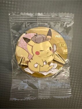 Detective Pikachu Gold Round Button Pin